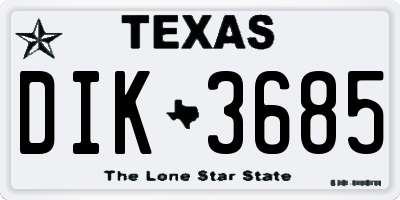 TX license plate DIK3685