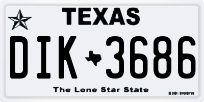 TX license plate DIK3686