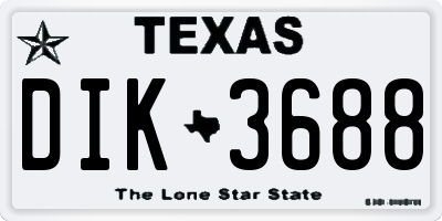 TX license plate DIK3688