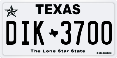 TX license plate DIK3700