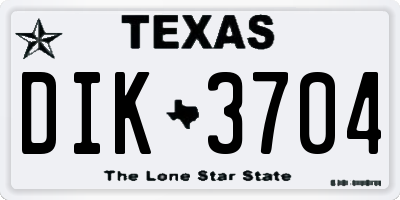 TX license plate DIK3704