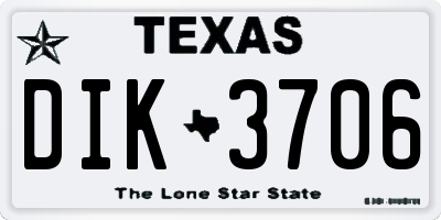 TX license plate DIK3706