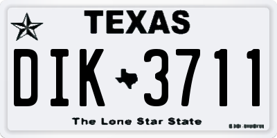 TX license plate DIK3711