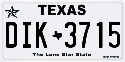 TX license plate DIK3715