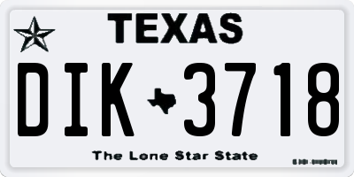 TX license plate DIK3718