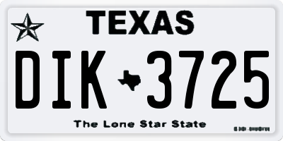 TX license plate DIK3725