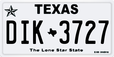 TX license plate DIK3727