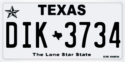 TX license plate DIK3734