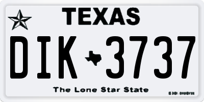 TX license plate DIK3737