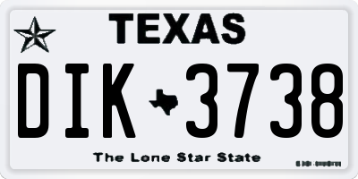 TX license plate DIK3738