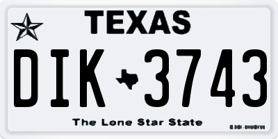 TX license plate DIK3743