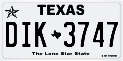 TX license plate DIK3747