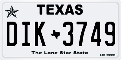 TX license plate DIK3749