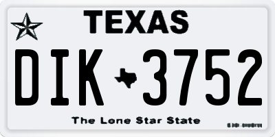 TX license plate DIK3752