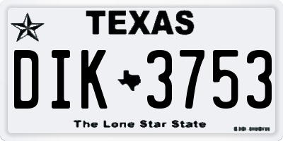 TX license plate DIK3753