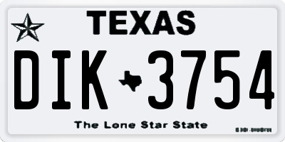 TX license plate DIK3754