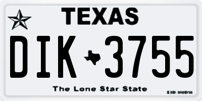 TX license plate DIK3755