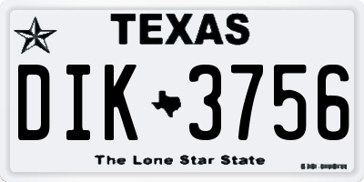 TX license plate DIK3756