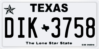 TX license plate DIK3758