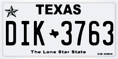 TX license plate DIK3763