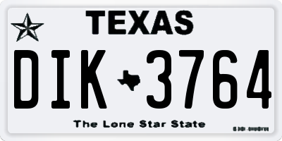 TX license plate DIK3764