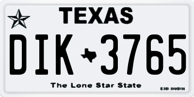 TX license plate DIK3765