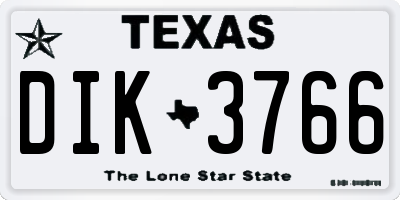 TX license plate DIK3766