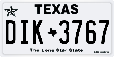 TX license plate DIK3767