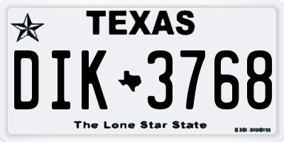 TX license plate DIK3768