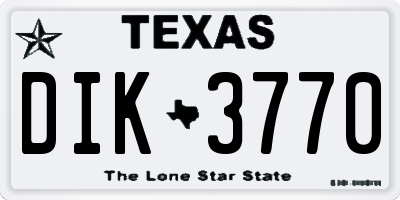 TX license plate DIK3770