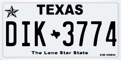 TX license plate DIK3774