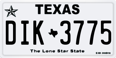TX license plate DIK3775