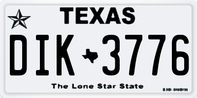 TX license plate DIK3776