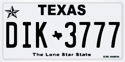 TX license plate DIK3777