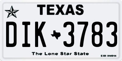 TX license plate DIK3783
