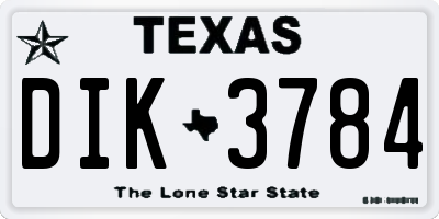 TX license plate DIK3784