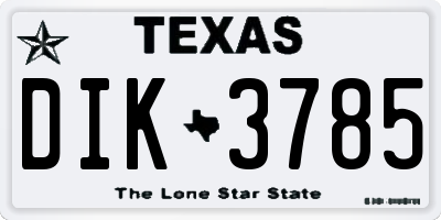 TX license plate DIK3785