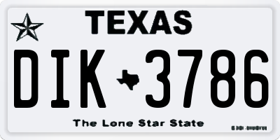 TX license plate DIK3786