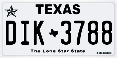 TX license plate DIK3788