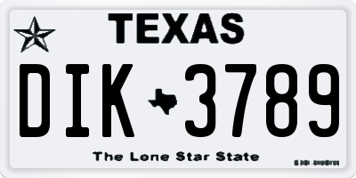 TX license plate DIK3789