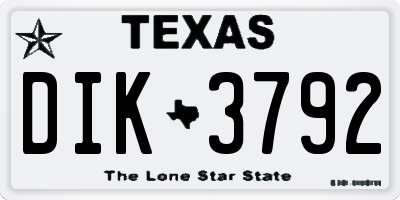 TX license plate DIK3792