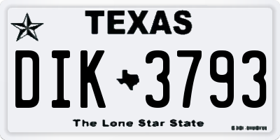 TX license plate DIK3793
