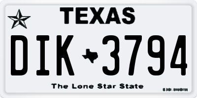 TX license plate DIK3794