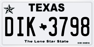 TX license plate DIK3798