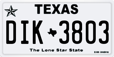 TX license plate DIK3803