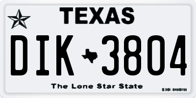 TX license plate DIK3804
