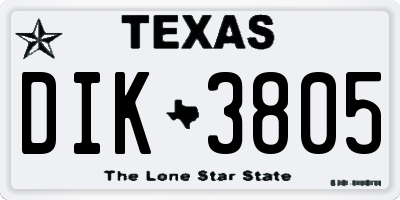 TX license plate DIK3805