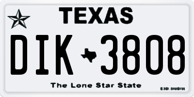 TX license plate DIK3808