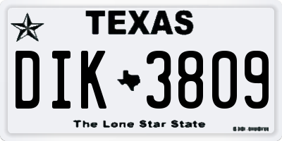 TX license plate DIK3809
