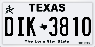 TX license plate DIK3810